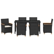 Afuera Living 7 Piece Poly Rattan Garden Dining Set in Black
