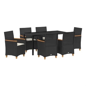 Afuera Living 7 Piece Poly Rattan Garden Dining Set in Black