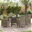 Afuera Living Contemporary 5 Piece Poly Rattan Garden Dining Set in Gray