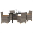 Afuera Living Contemporary 5 Piece Poly Rattan Garden Dining Set in Gray