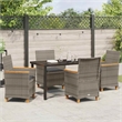 Afuera Living Contemporary 5 Piece Poly Rattan Garden Dining Set in Gray