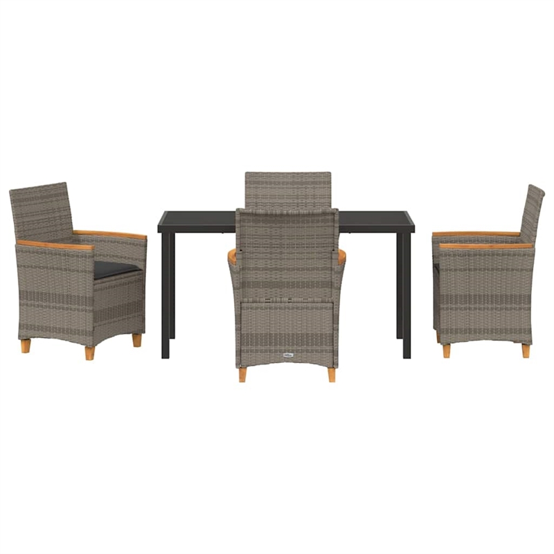 Afuera Living Contemporary 5 Piece Poly Rattan Garden Dining Set in Gray
