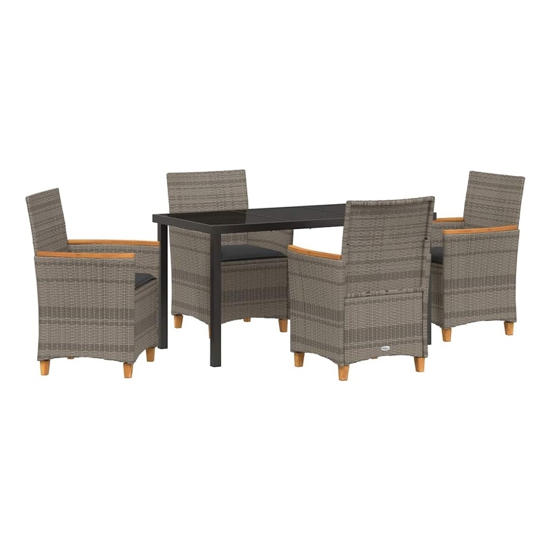 Afuera Living Contemporary 5 Piece Poly Rattan Garden Dining Set in Gray