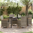 Afuera Living Contemporary 5 Piece Poly Rattan Garden Dining Set in Gray