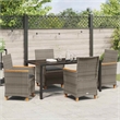 Afuera Living Contemporary 5 Piece Poly Rattan Garden Dining Set in Gray