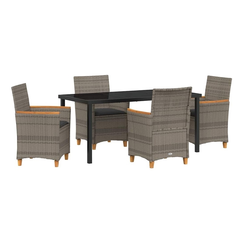 Afuera Living Contemporary 5 Piece Poly Rattan Garden Dining Set in Gray
