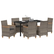 Afuera Living Contemporary 7 Piece Poly Rattan Garden Dining Set in Gray