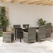 Afuera Living Contemporary 7 Piece Poly Rattan Garden Dining Set in Gray