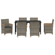 Afuera Living Contemporary 7 Piece Poly Rattan Garden Dining Set in Gray