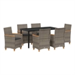 Afuera Living Contemporary 7 Piece Poly Rattan Garden Dining Set in Gray