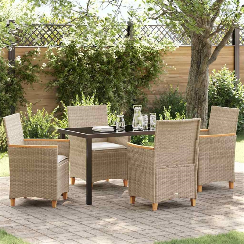 Afuera Living 5 Piece Poly Rattan Garden Dining Set in Brown
