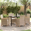 Afuera Living 5 Piece Poly Rattan Garden Dining Set in Brown