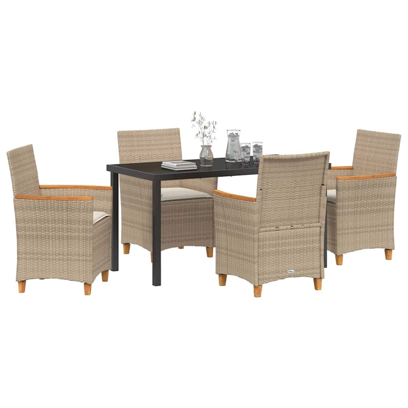 Afuera Living 5 Piece Poly Rattan Garden Dining Set in Brown