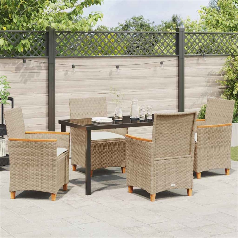 Afuera Living 5 Piece Poly Rattan Garden Dining Set in Brown