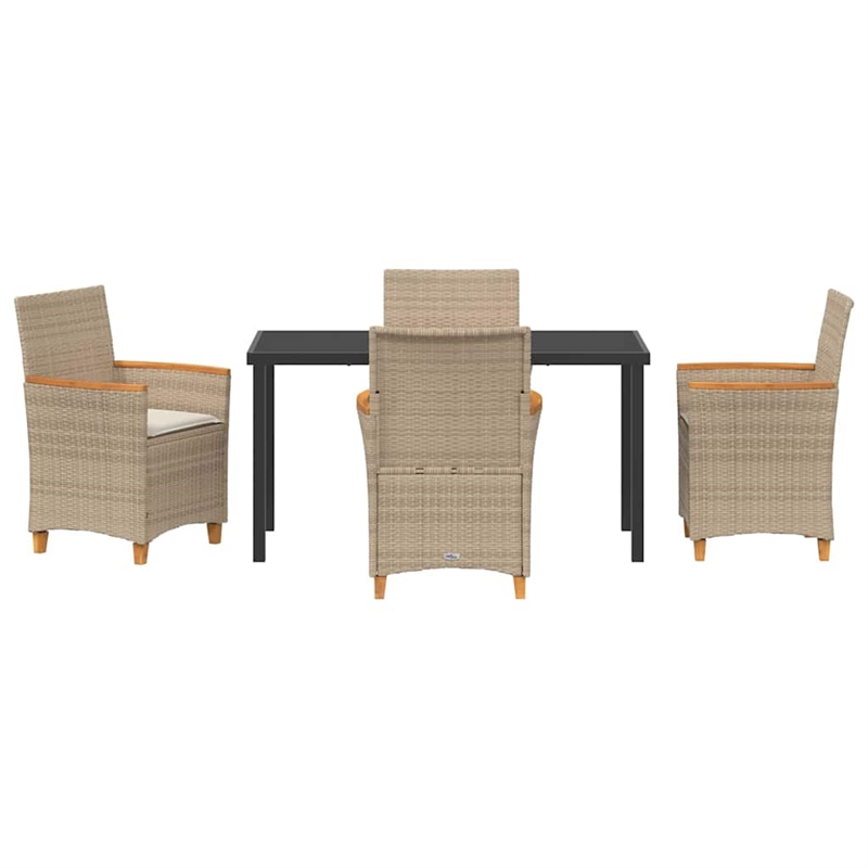 Afuera Living 5 Piece Poly Rattan Garden Dining Set in Brown