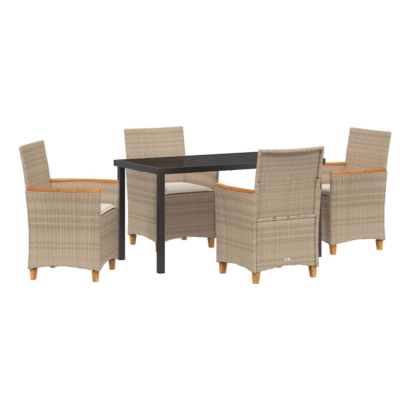 Afuera Living 5 Piece Poly Rattan Garden Dining Set in Brown