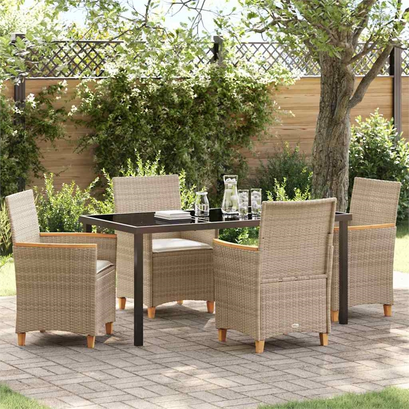 Afuera Living 5 Piece Poly Rattan Garden Dining Set in Brown
