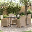 Afuera Living 5 Piece Poly Rattan Garden Dining Set in Brown