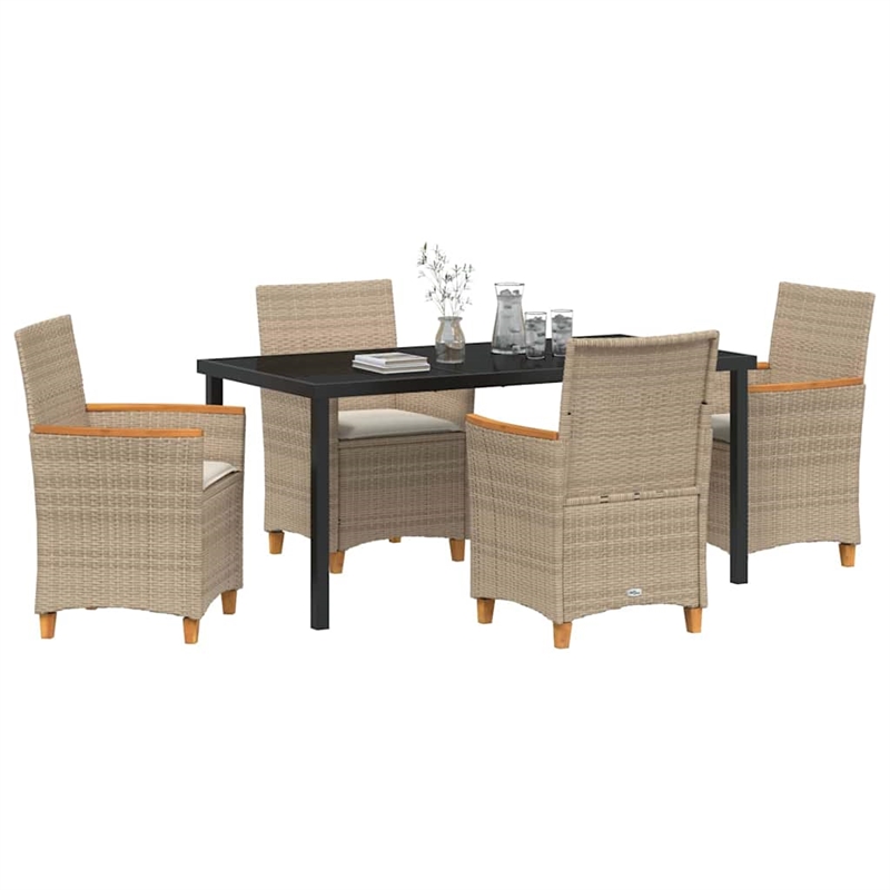 Afuera Living 5 Piece Poly Rattan Garden Dining Set in Brown