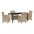 Afuera Living 5 Piece Poly Rattan Garden Dining Set in Brown