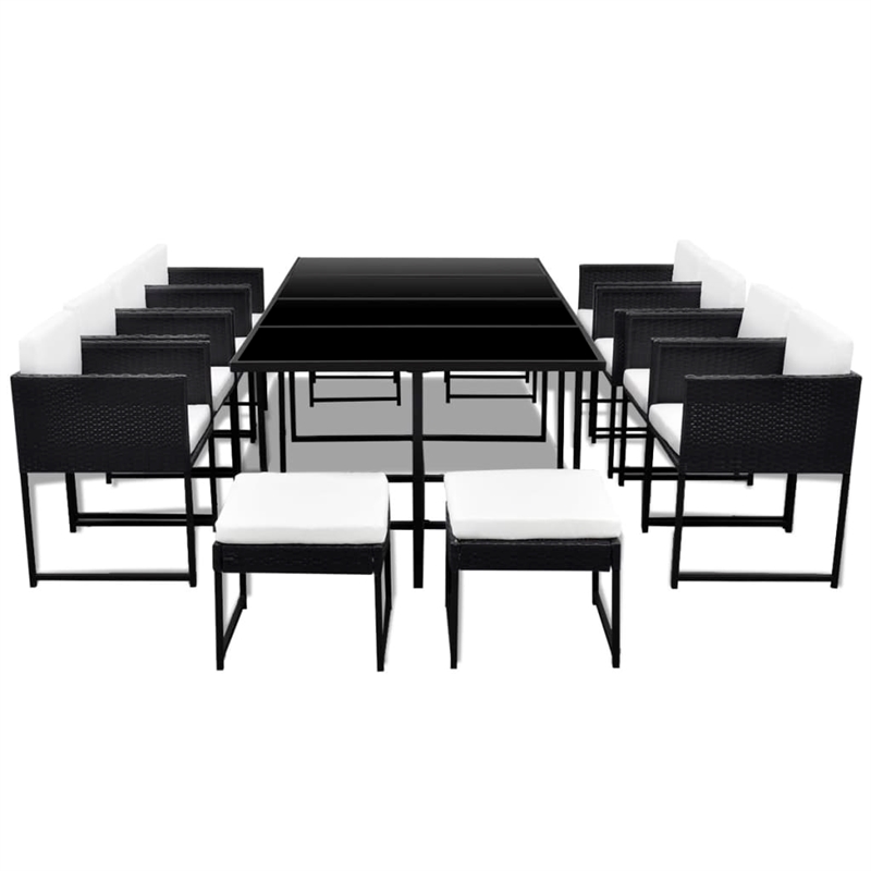 Afuera Living 13 Piece Poly Rattan Garden Dining Set in Black