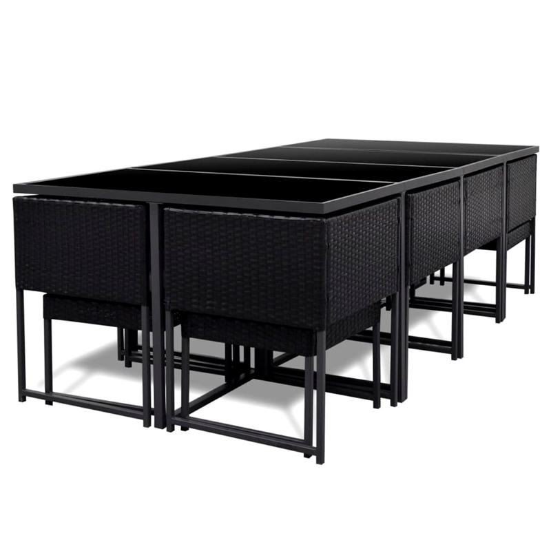 Afuera Living 13 Piece Poly Rattan Garden Dining Set in Black