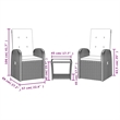 Afuera Living 3 Piece Poly Rattan Garden Dining Set in Black