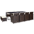 Afuera Living Contemporary 13 Piece Rattan Garden Dining Set in Brown