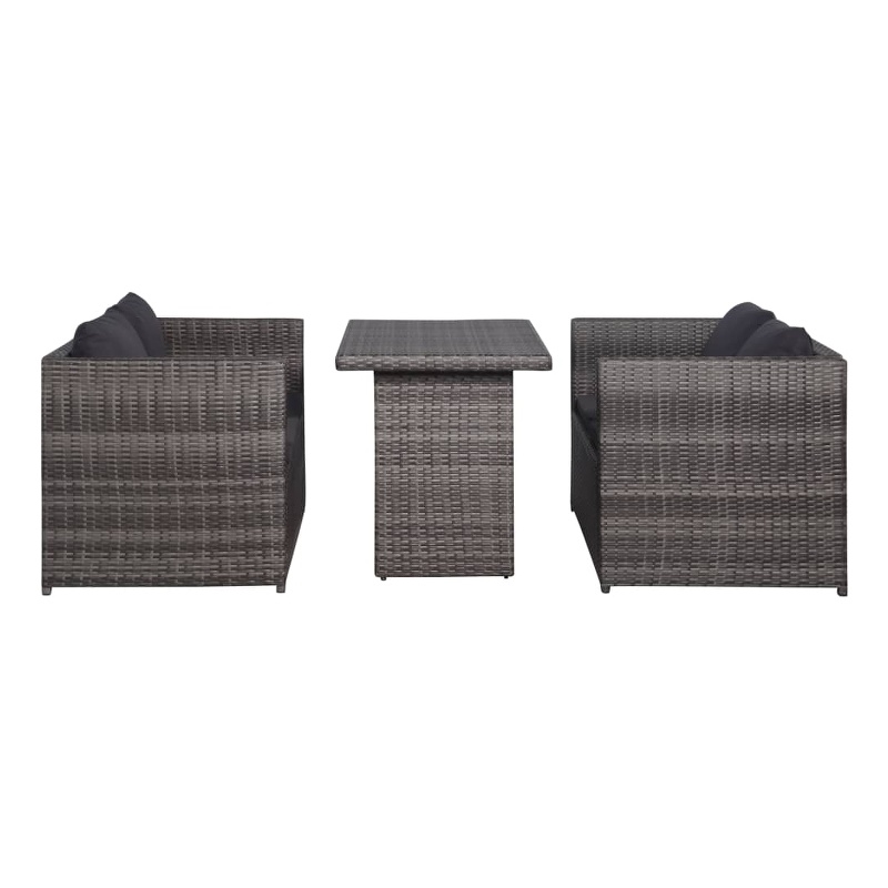 Afuera Living Contemporary 3 Piece Rattan Garden Dining Set in Gray
