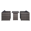 Afuera Living Contemporary 3 Piece Rattan Garden Dining Set in Gray