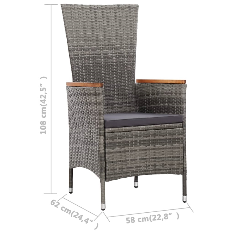 Afuera Living Contemporary 9 Piece Poly Rattan Garden Dining Set in Gray