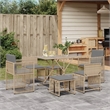Afuera Living Contemporary 7 Piece Poly Rattan Garden Dining Set in Gray