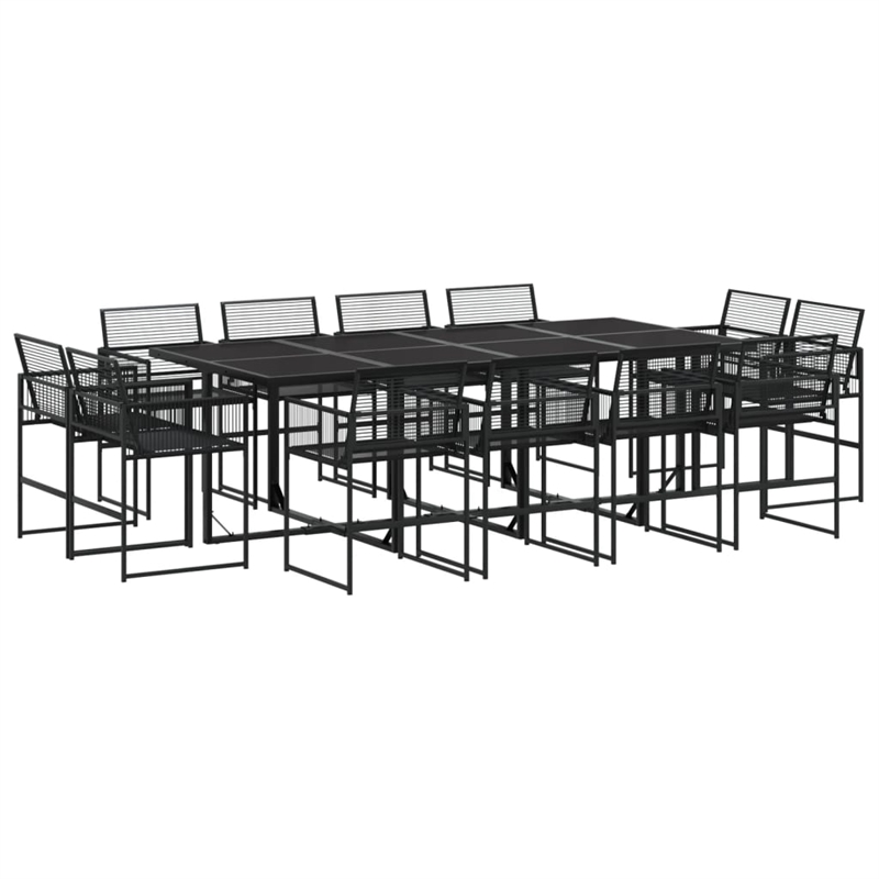 Afuera Living Contemporary Poly Rattan Garden Dining Set in Black