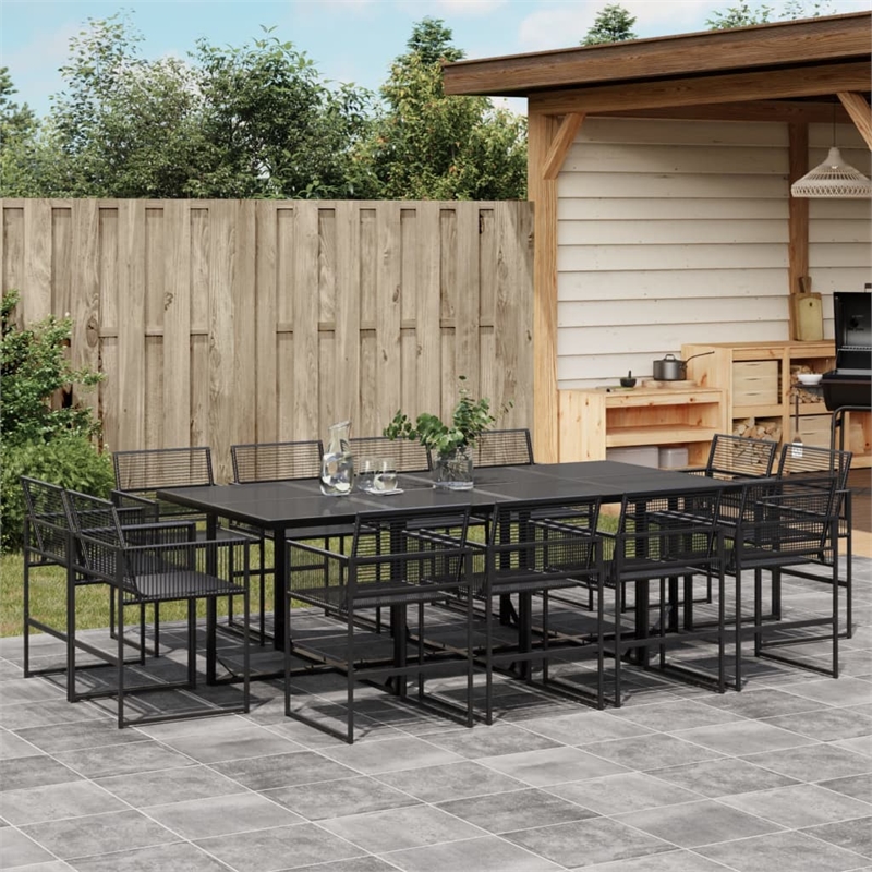 Afuera Living Contemporary Poly Rattan Garden Dining Set in Black