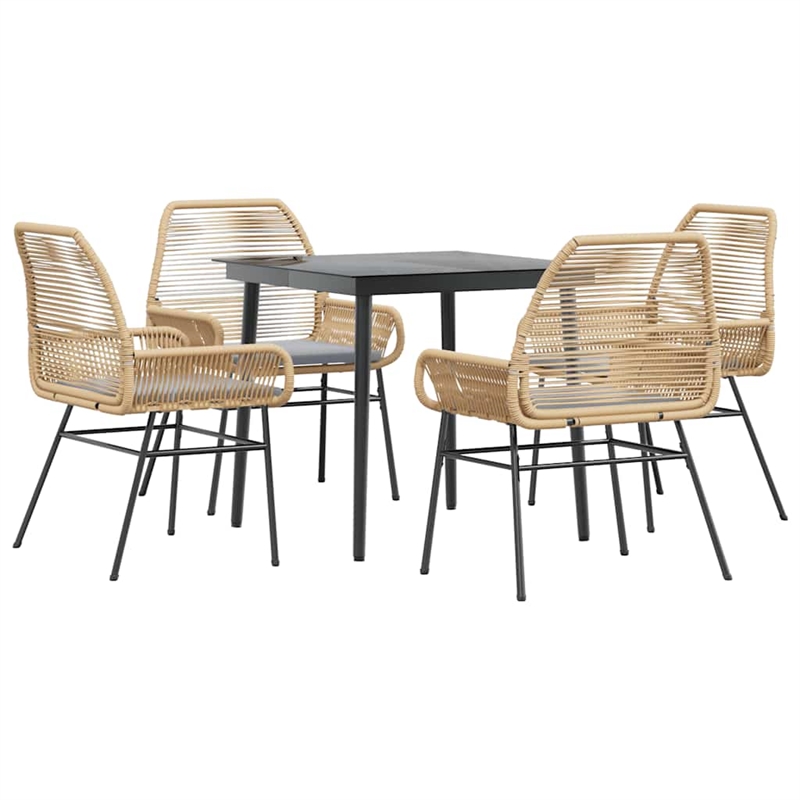 Afuera Living 5 Piece Poly Rattan Garden Dining Set in Black