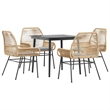 Afuera Living 5 Piece Poly Rattan Garden Dining Set in Black