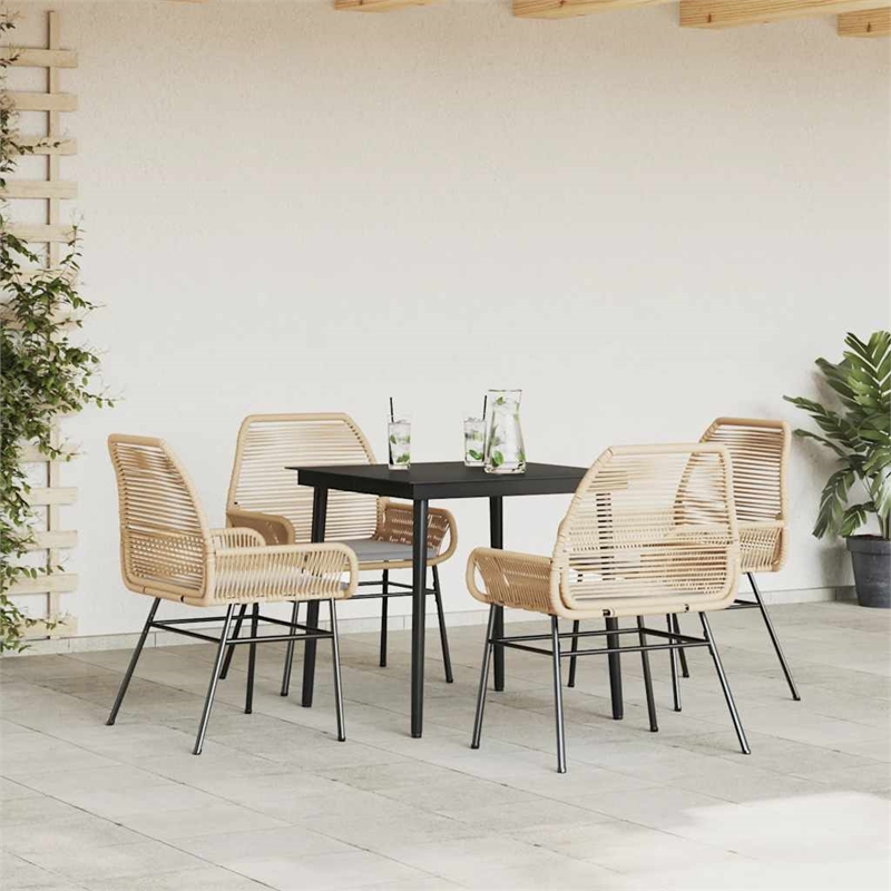 Afuera Living 5 Piece Poly Rattan Garden Dining Set in Black
