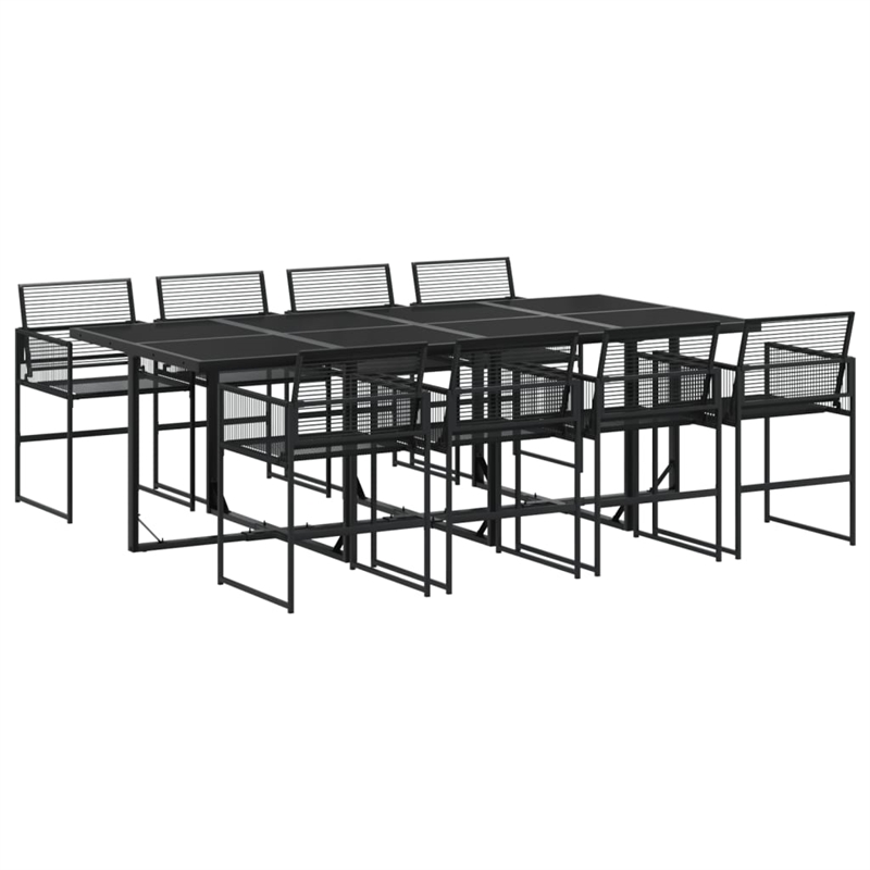 Afuera Living 9 Piece Poly Rattan Garden Dining Set in Black
