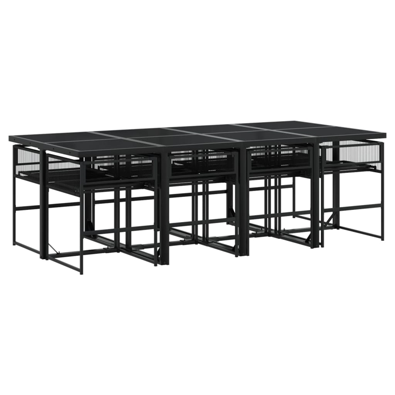 Afuera Living 9 Piece Poly Rattan Garden Dining Set in Black