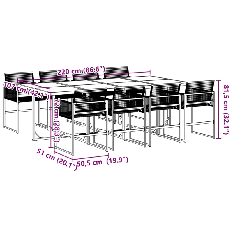 Afuera Living 9 Piece Poly Rattan Garden Dining Set in Black