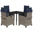 Afuera Living Contemporary 5 Piece Poly Rattan Garden Dining Set in Gray