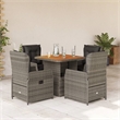 Afuera Living 5 Piece Poly Rattan Garden Dining Set in Gray/Brown