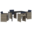 Afuera Living 5 Piece Poly Rattan Garden Dining Set with Cushions in Gray