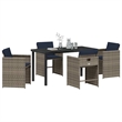 Afuera Living 5 Piece Poly Rattan Garden Dining Set with Cushions in Gray