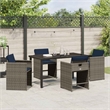 Afuera Living 5 Piece Poly Rattan Garden Dining Set with Cushions in Gray