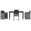 Afuera Living 5 Piece Poly Rattan Garden Dining Set with Cushions in Gray