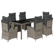 Afuera Living Contemporary 7 Piece Poly Rattan Garden Dining Set in Gray