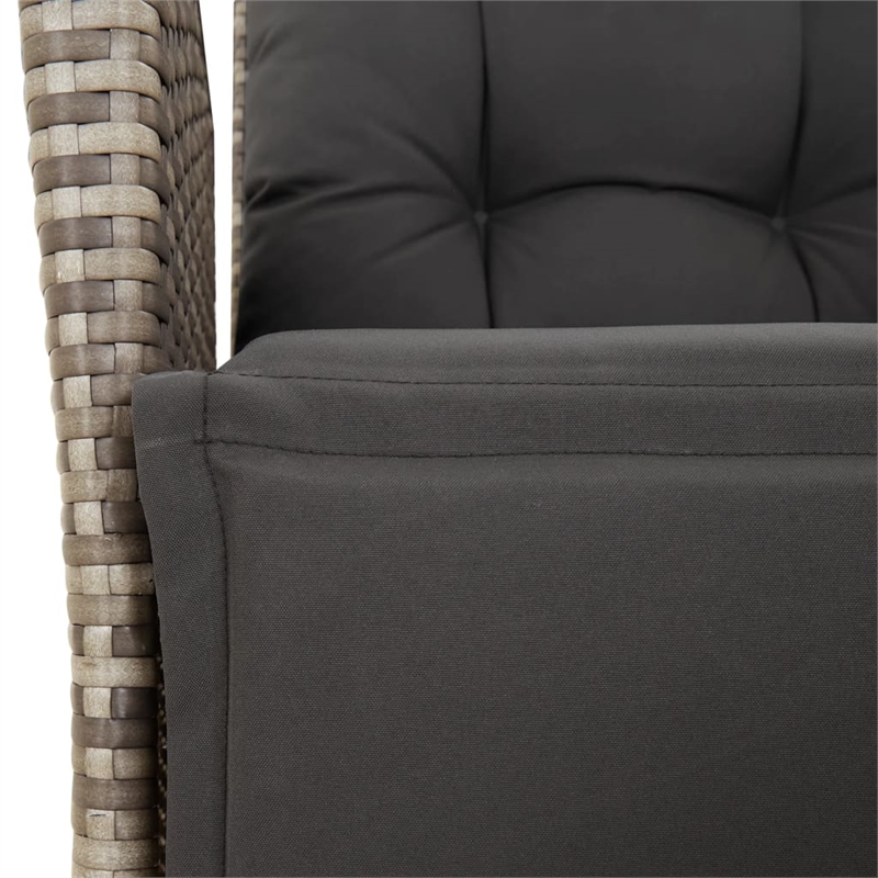 Afuera Living Contemporary 7 Piece Poly Rattan Garden Dining Set in Gray