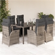 Afuera Living Contemporary 7 Piece Poly Rattan Garden Dining Set in Gray