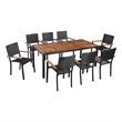 Afuera Living 9 Piece Poly Rattan Garden Dining Set in Black